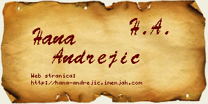 Hana Andrejić vizit kartica
